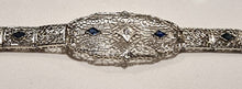 Load image into Gallery viewer, Edwardian Style White Gold Sapphire and Diamond Filigre Bracelet