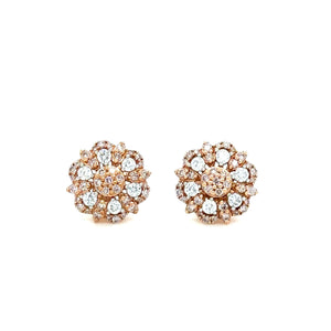 Bespoke Pink & White Diamond Stud Earrings 0.75ct