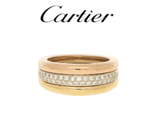 Load image into Gallery viewer, Cartier 18k Tricolor Gold and Diamond Ring circa 1990 - Luxury Brand Jewellery