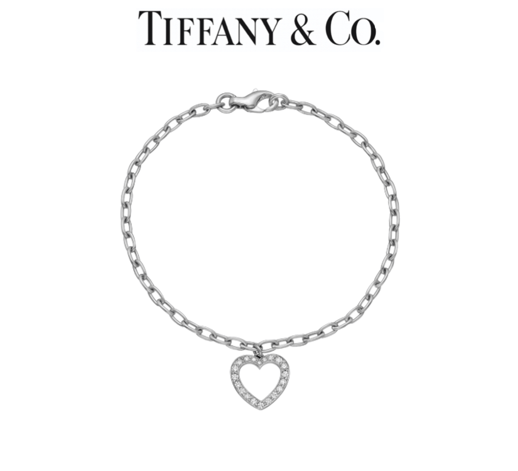 Diamond Heart Charm Link Bracelet - Luxury Brand Jewellery