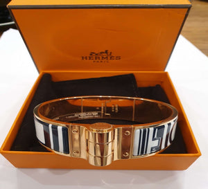 Hermes Hinged Bracelet - Black & White - Luxury Brand Jewellery