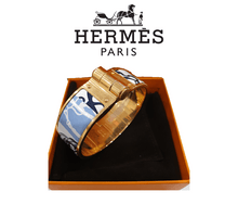 Load image into Gallery viewer, Hermes Hinged Bracelet - Light Blue - Luxury Brand Jewellery
