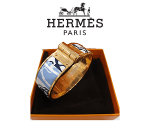 Hermes Hinged Bracelet - Light Blue - Luxury Brand Jewellery